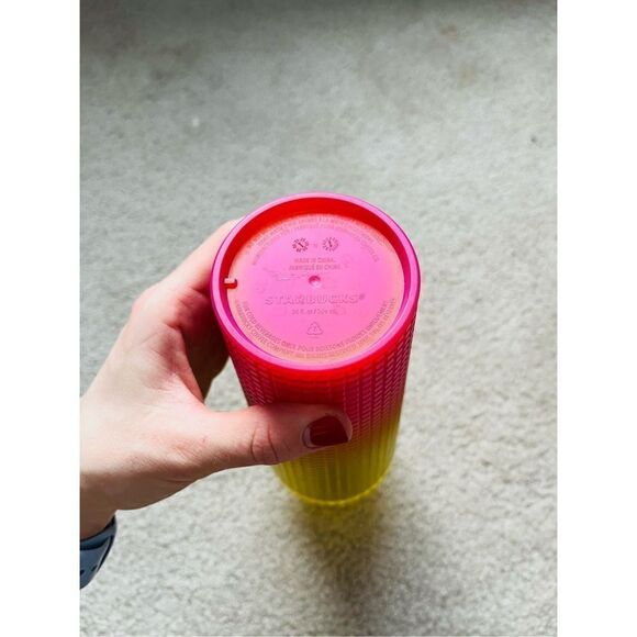 Starbucks Summer 2022 Strawberry Lemonade Studded Disco Grid Tumbler - Picture 5 of 8